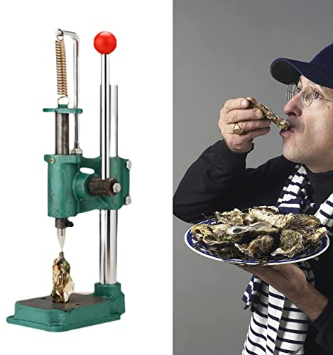 ZhiLianZhao Edelstahl Oyster Shucker Machine, Easy-to-Operate Austernöffner-Set mit Handschuhen, Edelstahlmaterial, Stabiler Boden, rutschfest, Meeresfrüchte-Werkzeuge