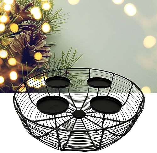 Bada Bing Metall Adventskranz Korb für 4 Kerzen - Kerzenständer schwarz Metallkorb modern - Weihnachtskranz Deko Kranz Ø ca. 37 cm - Adventskorb Metallschale Teller Kerzenhalter Weihnachten Kränze
