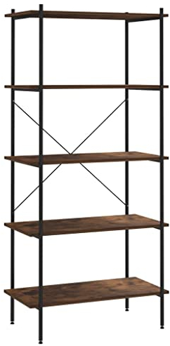 vidaXL Regal mit 5 Böden Bücherregal Standregal Büroregal Haushaltsregal Aufbewahrung Wandregal Aktenregal Lagerregal Schwarz Dunkles Holz 80x40x163cm