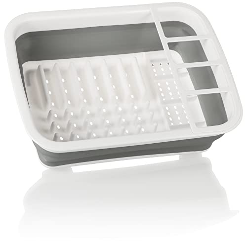com-four® Escurridor de vajilla Plegable y Compacto para la Cocina - Escurridor de plástico para vajilla y Cubiertos