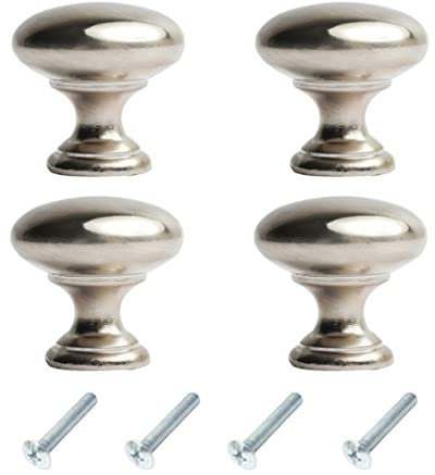 HARMAC HOUSE Round Cabinet Knobs 4 Pack Brushed Nickel Pull Handles, 1.18 Inch/30mm Diameter,Kitchen Cupboard, Bedroom Dresser, Bathroom Wardrobe Door Handle Mushroom Handles Knobs(4)
