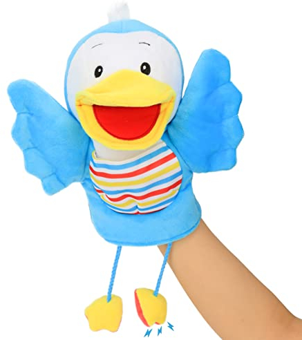 Hopearl Plüsch Vogel Handpuppe mit offenem beweglichem Mund für fantasievolles Spiel, Rollenspiel, interaktives Spielzeug für Storytelling Teaching Puppet Theater, Geschenk für Kinder, blau, 40.5cm