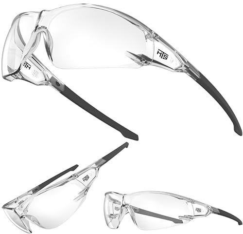 HTS HUNTERSKY S239 Schutzbrille in Klar – Schützt die Augen vor Wind und Staub, ideal für Fahrradfahren, Radfahren, Laufen, Laborarbeit und Chemie-Schutzbrillen