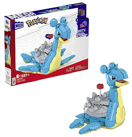 MEGA POKÉMON Lapras - Das gepanzerte Transport-Pokémon (18 cm) im 527-teiliges Bauset mit Kurbelmechanismus in der lizenzierten Sammleredition, HKT26
