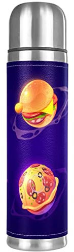 Space Planets Food Pizza Double Wall Vacuum Cup Stainless Steel Insulated Leak Proof Water Bottle Travel Mug Thermos Coffee Cup 17 oz