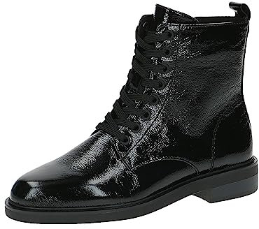 CAPRICE Damen Stiefeletten zum Schnüren aus Leder mit Reißverschluss, Schwarz (Black Naplak), 41 EU