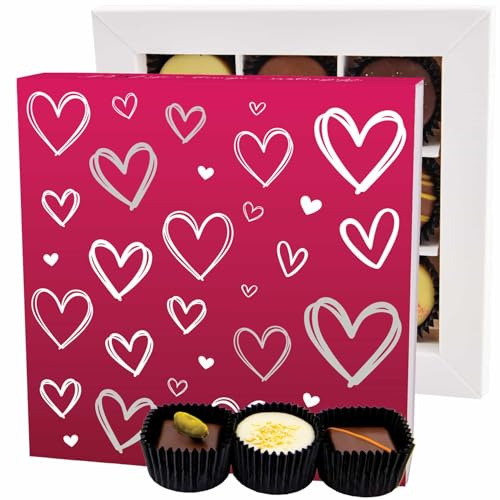 Hallingers Genuss Manufaktur Pralinen Valentinstagsgeschenk - ohne Alkohol, handmade aus Confiserie-Edelkakao in wertiger L-Geschenkbox Love Pink, Valentintstag für Frauen Freundin