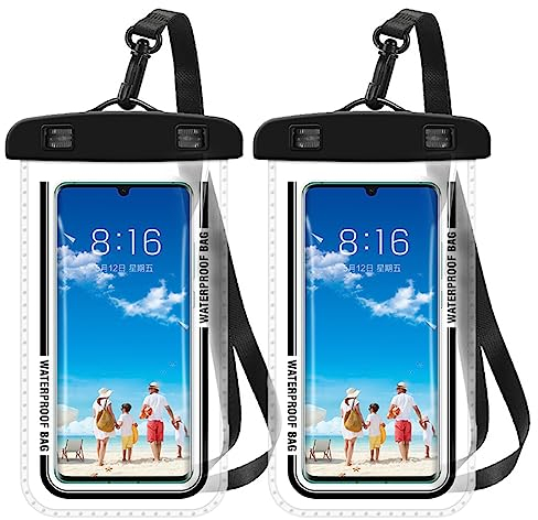 PAIDASHU waterproof phone pouch 7.2 Waterproof Phone Case 2-Piece IPX8 Waterproof Phone pouch, Touch Waterproof Phone Case, Mobile Phone Water Cover for Swimming and Bathing (2 Black)