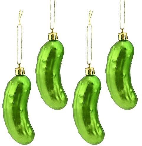 Weihnachtsgurke Christbaumschmuck 4 Stück Plastik Gurke Weihnachten Weihnachtsschmuck Christmas Pickle Christbaumschmuck Weihnachten Ornamente Anhänger Dekoration