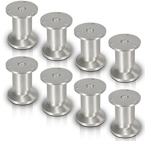 Lospitch 8er Set Aluminium Möbelfüße Höhe 100mm, belastbar bis 250 Kg, Runde Schrankfüße Tischfuß Sofafuß Möbelbeine, für Möbel, Küchenschränke, Höhenverstellbar 15mm