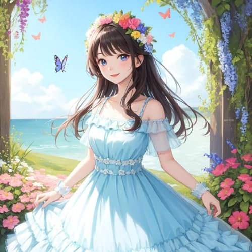 Fleurs de filles Diamond Painting Art Kits, 5D DIY Diamond Painting Artisanat Kit Complet, Diamant Painting Kit Enfants Diamant Strass Point de Croix Cristal Painting pour Murale Décor 80x80cm H-244