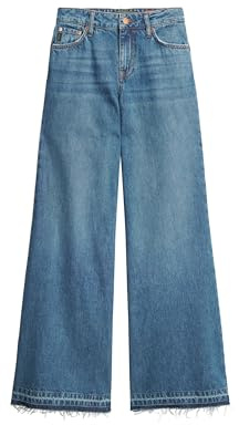 Superdry Damen Ausgestellte Jeans mit unversäubertem Saum und weitem Bein Wheeler Vintage Blau 26/32