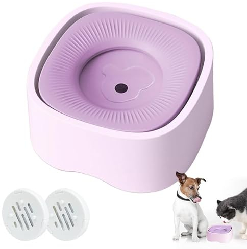 Qianyou Hundenapf,Wassernapf Hund,Wassernapf Hund Ohne Sabbern,Trinknapf Hund Anti Schlabber,Anti Schling Napf Katze,Reisenapf Hund,Fressnapf Hund for Pet,Hunde and Katzen【Lila & 1200ml】