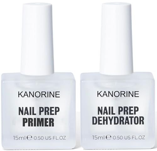 Kanorine Nail Primer & Nail Prep Dehydrate Set 15ml x2 Gel Nail Polish Bonding Helper Dehydrator & Bond Primer, Nail Protein Bond, Superior Bonding Primer for Acrylic Powder Long Lasting