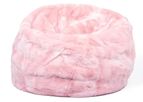 Linnea Sitzsack aus Kunstfell und Polyester, Kollektion Soft Animals, Rosa, mit Füllung