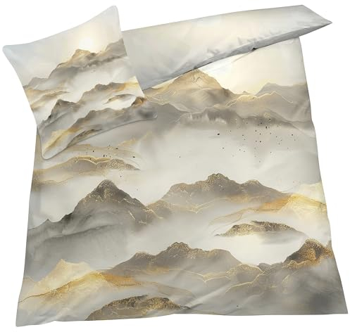 YELDAN Bettwäsche 140x200 Berge, Natur Landschaft Bettbezug, Bettwäsche-Sets 2 teilig, Weich & Bügelfrei Mikrofaser Wendebettwäsche und 1 Kissenbezug 80x80 mit Umschlag