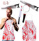 Disfraz de carnicero de Halloween para hombres adultos, delantal sangriento, cuchillo, diadema, accesorios, cicatrices de sangre falsa, tatuajes, pegatinas, traje de Halloween para adultos (Sierra)
