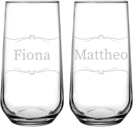 polar-effekt Longdrinkgläser 470 ml 2er-Set mit personalisierter Gravur - spülmaschinenfeste Wassergläser - bleifrei und BPA-Frei - ideal als Geburtstagsgeschenk