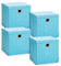 Storanda | 4er Set Aufbewahrungsbox 34x34x33 cm mit Deckel | Extra Große Griffe | Stabil & Faltbar | Regalbox für Würfelregal | Ideal für Zuhause & Kinderzimmer | Türkis