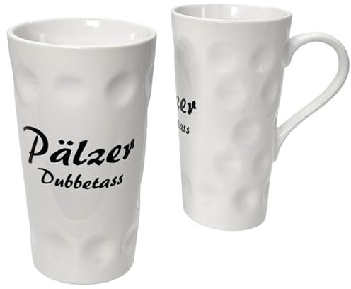 1 x Pälzer Dubbetass 0,5 L - Dubbetasse mit Aufdruck - Pfalz Tasse, XXL Kaffebecher (weiß)
