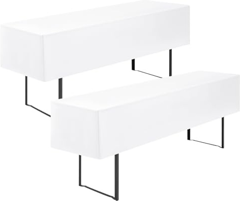 Showgeous 2 Stück Biertischhussen Tischdecke 3/8 Länge für 50cm Bierzelttisch Biertisch Tischdecke Biertisch-Husse Premium Blickdicht Wasserdicht Waschbar 220x50x35cm(Weiß)