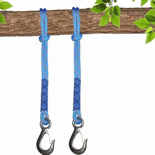 Treadstar Lot de 2 cordes suspendues, fixation pour hamac, balançoire, extérieur, balançoire, hamac de 2500 kg, diamètre 10 mm, bleu