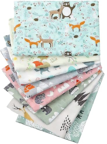 BrightGlow 8 Stück 25 * 20cm Baumwollstoff Stoffpakete 100% Baumwolle Quiltingstoff Bündel zun Nähen DIY Handwerk Patchwork Stoffe Baumwolltuch Quilting Stoffreste Tier-Serie