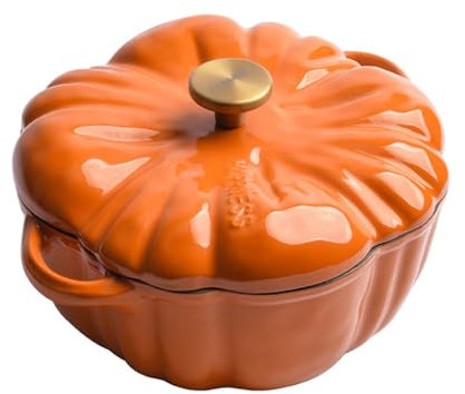 Cacerola de calabaza,olla de calabaza con tapa,olla de hierro fundido esmaltado,Olla en forma de calabaza, olla multifuncional esmaltada para el hogar, olla para estofado, fabricación de sopa, olla de