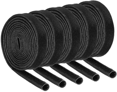 QUARKZMAN 5 Stück 1m Lange Kabelschutzschlauch 6mm ID, Flexible Kabelschlauch Schwarz Hitzeschutzschlauch, Kabelschutz Gewebeschlauch Isolierung Silikon Glasfaserschlauch für Kabel Draht