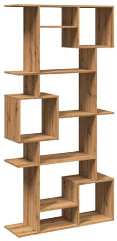 vidaXL Bücherregal, Raumteiler mit 9 Fächern, Wandregal für Wohnzimmer Büro, Standregal Raumtrenner Würfelregal, Artisan-Eiche Holzwerkstoff