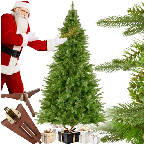 tectake® Künstlicher Weihnachtsbaum, naturgetreuer Tannenbaum künstlich mit Spritzguss- und PVC-Nadeln, biegbare Tannenzweige, pflegeleicht, Weihnachtsbaum künstlich als Weihnachtsdeko - 220 cm