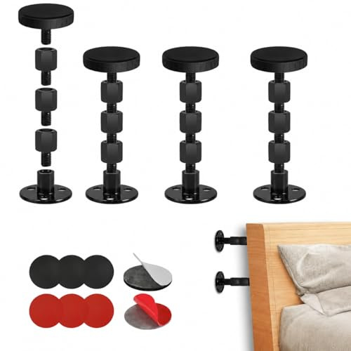 CZAYEFNH Abstandshalter Wand 4-teiliges Set mit Verstellbaren Bett Kopfteil Stabilisatoren, Schallschutz & Wandschutz für Bett, Sofa (84-110 mm)