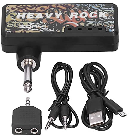 Amplificatore per Chitarra, Mini Amplificatore per Chitarra Elettrica per Basso Amplificatore per Cuffie per Chitarra Amplificatore per Cuffie Cavo Adattatore Ricarica USB