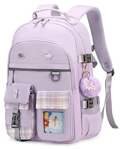 Backpack for Girls, 15.6 Inch Laptop School Bag Kids Kindergarten Elementary College Backpacks Large Bookbags for Teen Girls Women Students Casual Travel Daypacks (Purple, Large)