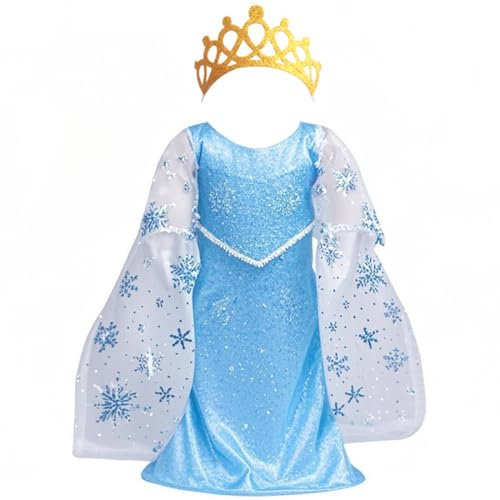 NHQ Puppen Kleidung,Eisprinzessinen-Kleid mit Tiara,Blaue Puppenkleidung für 35-45 cm Neugeborene Puppen,Puppen Zubehör