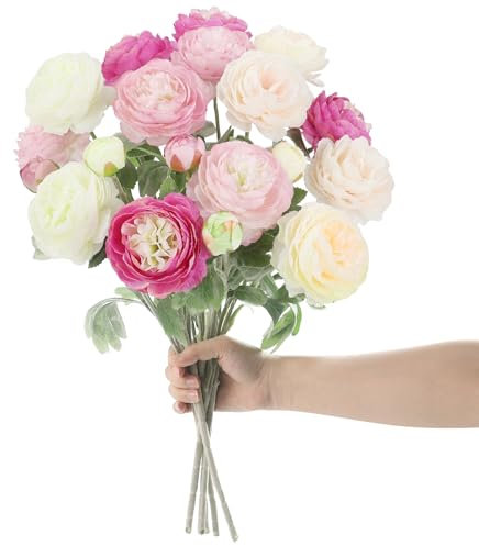 GENHH 7 Bündel Kunstblumen Pfingstrosenstrauß, 51cm Kunstblumen wie Echt Dekoration Künstliche Blumen Seidenpfingstrosen Blumensträuße Künstliche Pfingstrose für Hochzeit Blumenwand Zuhause Garten