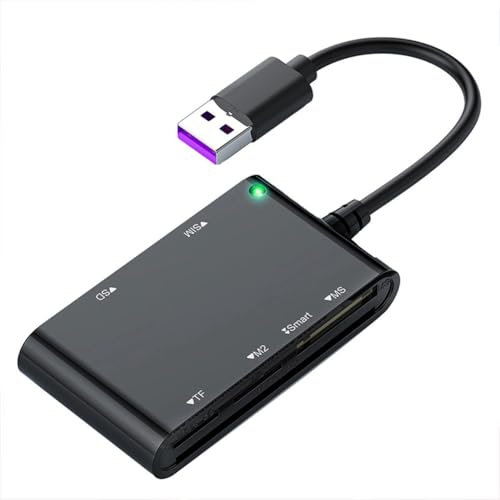 Uxsjakjsd USB 3.0 Multi Card Reader 6 in 1 Smart/MS/M2/TF/SIM/SD Picture Card Reader USB3.0 Card Reader