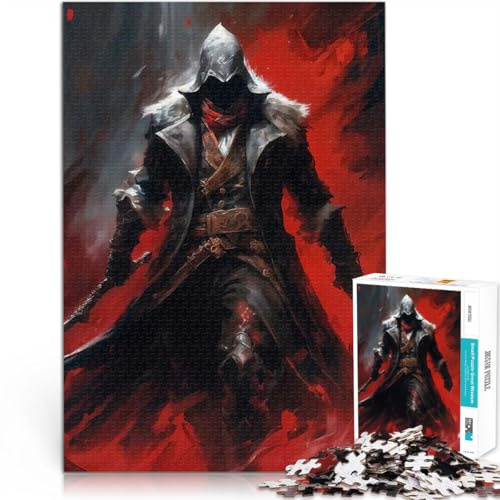 Dunkler Krieger der Assassinen Puzzle für Erwachsene 1000 Teile Denksportaufgabe für Lustige Aktivitäten für zu Hause, Geburtstagsgeschenk, Reisegeschenk, 38x26cm