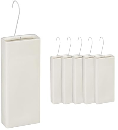 Relaxdays radiatori, Set da 6, Ceramica, umidificatori, Color Crema, Ferro, 20 x 9 x 4 cm