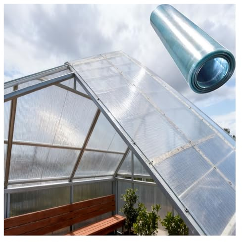 Regenfeste Isolierfolie Transparente Folie, Glasfaserplatten Regenschutz Wellplatten Trapezbleche für Gewächshaus, Garten, Dachplatten Ersetzen(1.2x15m/3.94x49.2ft)
