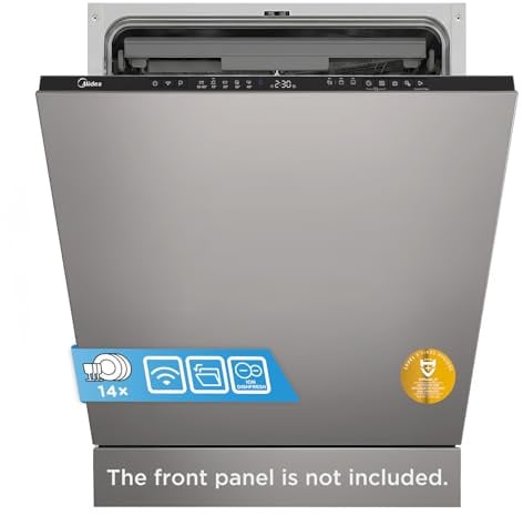 Midea 60cm Fully Integrated Dishwasher, 14 Place Settings | Wi-Fi Connected With 44dB Quiet Operation, Speed Wash & Power Wash, Energy Class C, Ideal For Seamless UK Kitchen Fit [Energy Class C] | Wi-Fi Connected With 44dB Quiet Operation, Speed Wash & Power Wash, Energy Class C, Ideal For Seamless UK Kitchen Fit