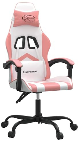 Generico White And Pink PU Leather Gaming Chair – Ergonomic Design with Adjustable Recline And Height 360-Degree Swivel And Sturdy Metal Frame Ideal for Gamers And Office Use