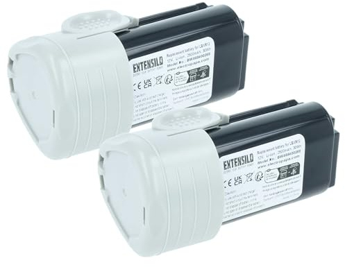 EXTENSILO 2X batería reemplaza Black & Decker BL1310 | BL1110, BL1510, LBXR12, LBX12, LB12 para herramienta (2500 mAh, Li-Ion, 12 V)