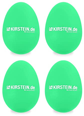 4x Kirstein ES-10G Egg Shaker (Medium-Heavy Version, Schüttelei, Percussion, Rassel, robuste Kunststoff-Hülle, durchsetzungsfähiger Klang) grün