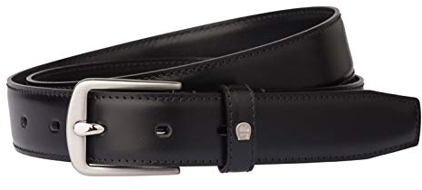 Aigner Gürtel Basic mit S-Schließe Silber 125554, Schwarz-115 cm