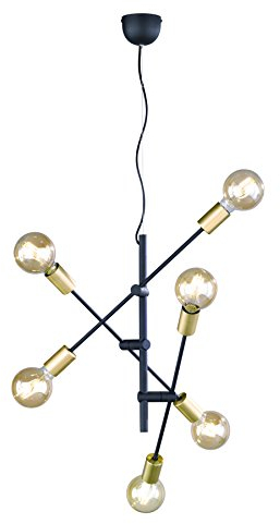 Trio Leuchten 306700632 Cross A++ to E, Pendelleuchte, Metall, E27, Schwarz matt, 54.5 x 54.5 x 150 cm