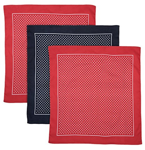 Hetherington Gray Box of 3 Mens Gents Extra Large Size Hankies Navy Blue & Bright Red Spot Print 100% Soft Cotton Spotted Handkerchief - Perfect Colourful Gift for Men