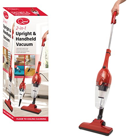 Quest 44820 Vacuum Cleaner 2-in-1 Upright & Handheld, HEPA Filter, Corded, lightweight & Bagless Design, 600W, Red