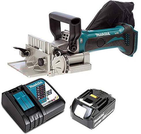 Makita DPJ180Z 18V LXT Cordless Biscuit Jointer with 1 x 3Ah Battery & DC18RC Charger