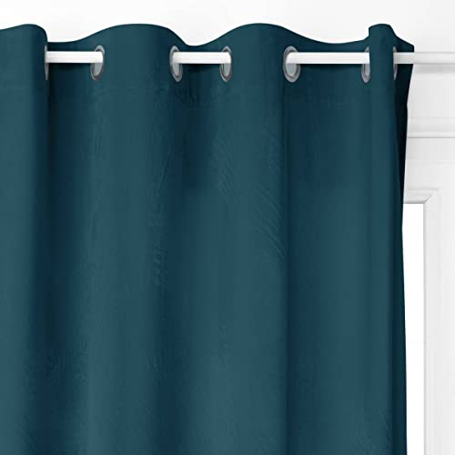 Atmosphera - Verdunkelnder Vorhang Dolce Samt - mit Ösen - blaugrün 140 × 260 cm - Blaugrün